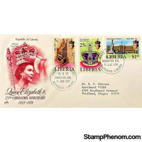 Queen Elizabeth II 25th Anniversary Coronation First Day Cover, Liberia, June 12, 1978-StampPhenom