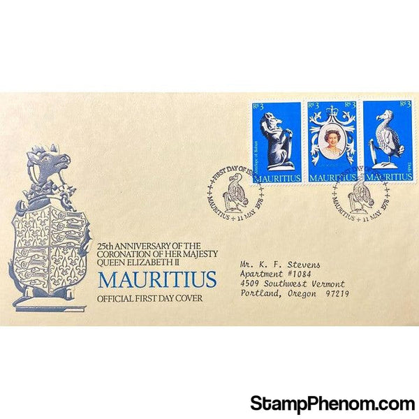 Queen Elizabeth II 25th Anniversary Coronation First Day Cover, Mauritius, May 11, 1978-StampPhenom