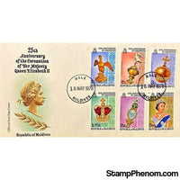 Queen Elizabeth II 25th Anniversary Coronation First Day Cover, The Maldives, May 15, 1978-StampPhenom