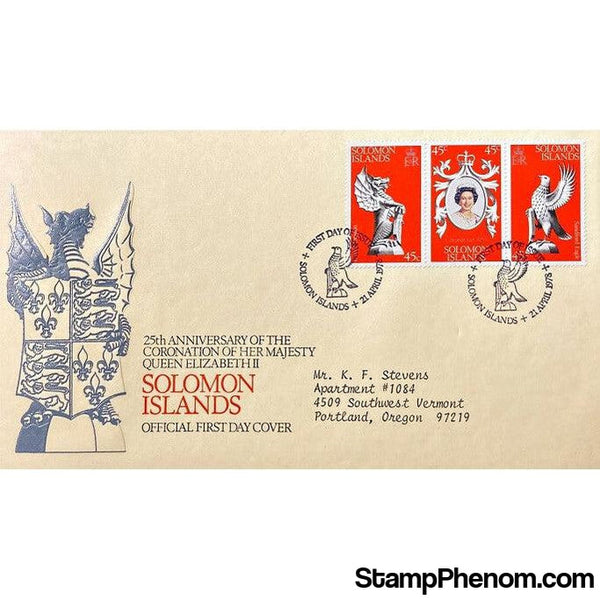 Queen Elizabeth II 25th Anniversary Coronation First Day Cover, The Solomon Islands, April 21, 1978-StampPhenom