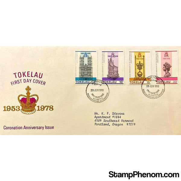 Queen Elizabeth II 25th Anniversary Coronation First Day Cover, Tokelau, June 28, 1978-StampPhenom