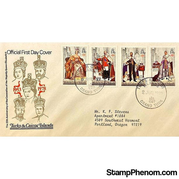 Queen Elizabeth II 25th Anniversary Coronation First Day Cover, Turks and Caicos, June 2, 1978-StampPhenom