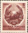 Romania 1950 National Coat of Arms-Stamps-Romania-Unused-1 L-StampPhenom