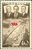Russia 1938 Portrait of Crew of ANT-25 and Flight Route