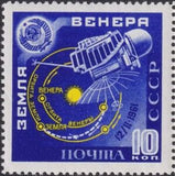 Russia 1961 "Venera-1", Venus and Flight Path - Russia-1961--Venera-1--Venus-and-Flight-Path