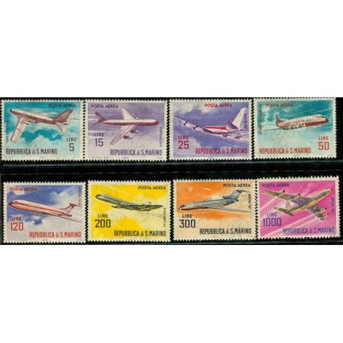 San Marino Airplanes , 8 stamps