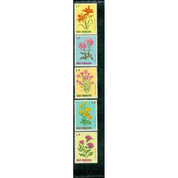 San Marino Flowers Lot 3 , 5 stamps