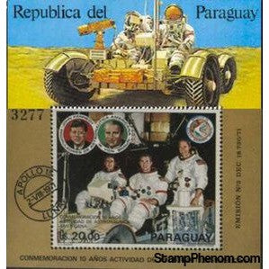 Paraguay 1972 Scott, Worden, Irwin American Astronauts with Mooncar