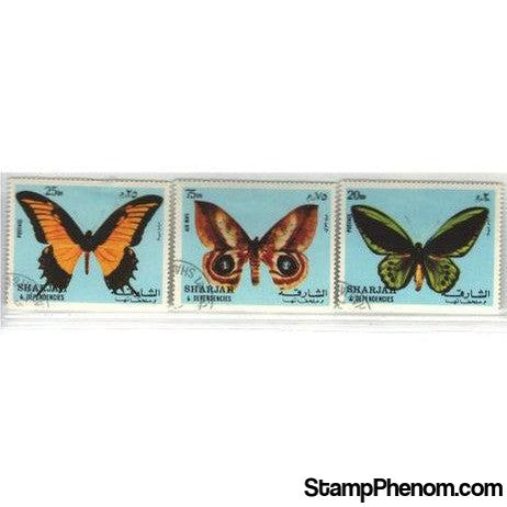 Sharjah & Dependencies Butterflies , 3 stamps