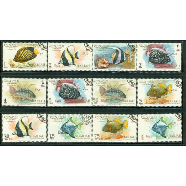 Sharjah & Dependencies Fishes , 12 stamps - Sharjah & Dependencies Fishes , 12 stamps