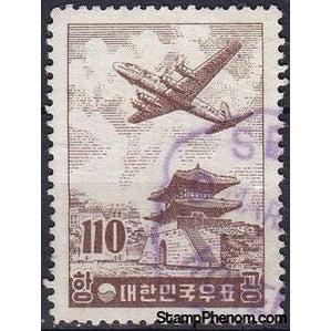 South Korea 1956 Plane and Eastern Towngate of Seoul, 110h-Stamps-South Korea-StampPhenom