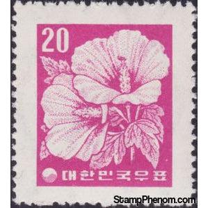 South Korea 1957 Hibiscus, 20h-Stamps-South Korea-StampPhenom