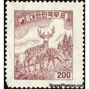 South Korea 1957 Sika Deer (Cervus nippon), 200h-Stamps-South Korea-StampPhenom