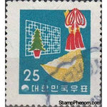 South Korea 1958 Christmas tree and fortune screen-Stamps-South Korea-StampPhenom