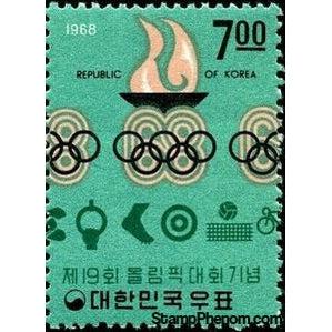 South Korea 1968 Olympic Games Mexico City - flame and sport symbols (II)-Stamps-South Korea-StampPhenom