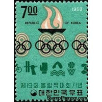 South Korea 1968 Olympic Games Mexico City - flame and sport symbols (I)-Stamps-South Korea-StampPhenom