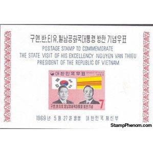 South Korea 1969 President Park and President Thieu of Vietnam, Souvenir Sheet-Stamps-South Korea-StampPhenom