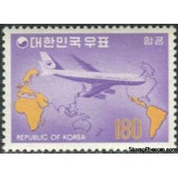 South Korea 1973 Airplanes over Map, 180w-Stamps-South Korea-StampPhenom