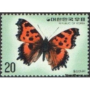 South Korea 1976 Fritillary Butterfly (Nymphalis xanthomelas)-Stamps-South Korea-StampPhenom