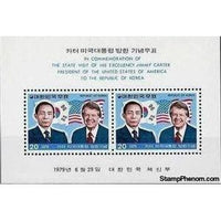South Korea 1979 Flags and presidents Park and Carter, Souvenir Sheet-Stamps-South Korea-StampPhenom
