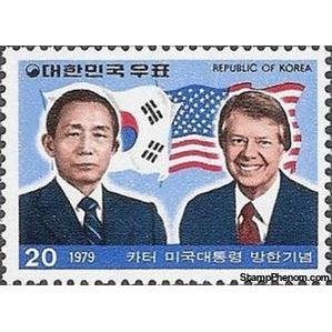 South Korea 1979 Flags and presidents Park and Carter-Stamps-South Korea-StampPhenom