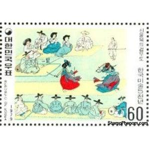 South Korea 1979 Sword dance by Shin Yun-bok-Stamps-South Korea-StampPhenom