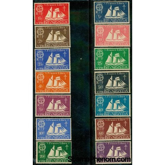 St. Pierre & Miquelon Ships , 14 stamps