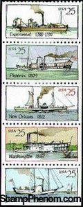 United States of America 1989 Steamboats Strip of 5