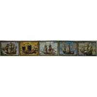 Paraguay 1972 Strip of 5 Paintings of warships