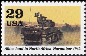 United States of America 1992 Tank in desert (Allies land in North Africa, Nov.)