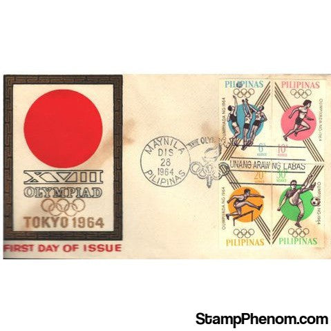 Tokyo 1964 Olympics First Day Cover, Philippines, December 28, 1964
