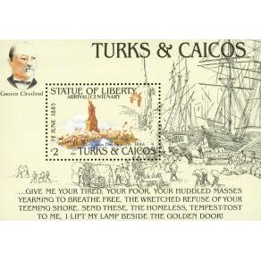 Turks & Caicos Liberty , 1 souvenir sheet - Turks & Caicos Liberty , 1 souvenir sheet