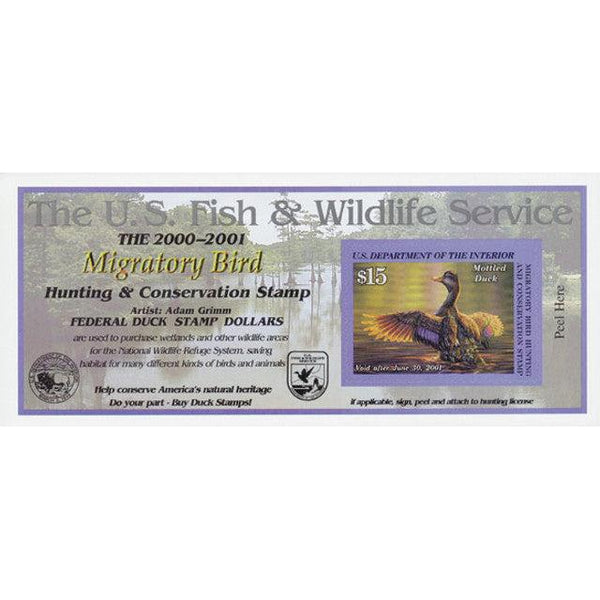United States of America 2000 $15 Federal Duck Stamp - Mottled Duck, S/A-United States of America-StampPhenom