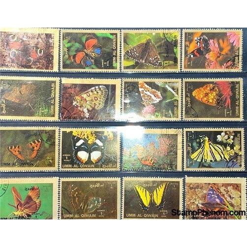 Umm Al Qiwain Butterflies, Lot 4, 16 stamps-Stamps-Umm Al Qiwain-StampPhenom