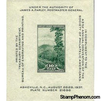 United States of America 1937 Great Smoky Mountains. Society of Philatelic Americans S/S