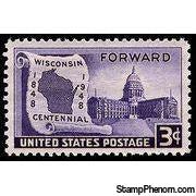 United States of America 1948 The 100th Anniversary of Wisconsin Statehood-Stamps-United States of America-Mint-StampPhenom