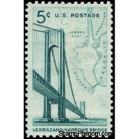 United States of America 1964 Verrazano-Narrows Bridge and Map of New York Bay