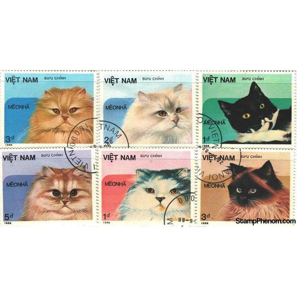 Vietnam Cats, 6 stamps-Stamps-Vietnam-StampPhenom