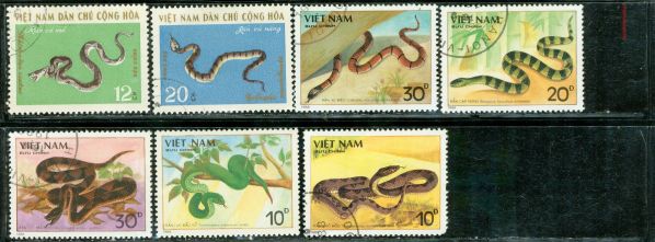 Vietnam Snakes , 7 stamps