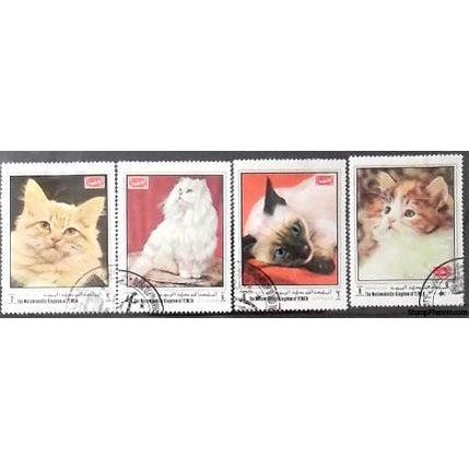 Yemen Cats, Lot 2, 4 stamps-Stamps-Yemen-StampPhenom