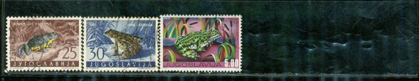 Yugoslavia Frogs , 3 stamps