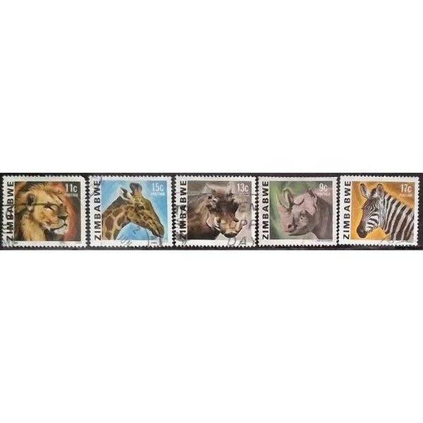 Zimbabwe Animals, 5 stamps-Stamps-Zimbabwe-StampPhenom