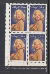 US 2967 Marilyn Monroe Plate Block MNH VF