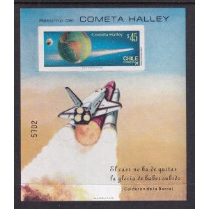 Chile 702a Imperf Halley's Comet Souvenir Sheet MNH VF