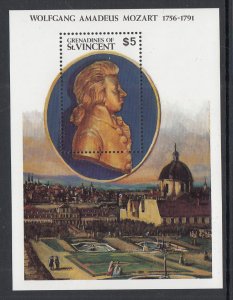 St Vincent Grenadines 800 Mozart Souvenir Sheet MNH VF