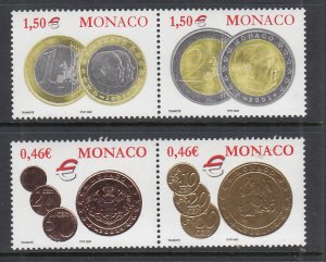 Monaco 2261-2262 Coins on Stamps MNH VF