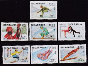 Nicaragua 1268-1274 Winter Olympics MNH VF