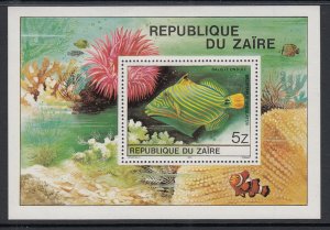 Zaire 981A Fish Souvenir Sheet MNH VF