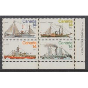 Canada 779a Ships Inscription Plate Block MNH VF