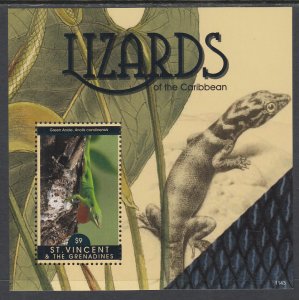 St Vincent 3816 Lizards Souvenir Sheet MNH VF